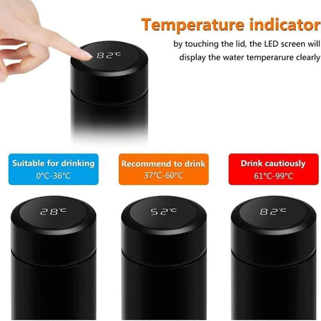 500ml Smart Thermos Cup, LED Temperature Display Water Bottle, Stainless Steel Vacuum Travel Mug for 24 Hours, Hot and Cold Tea Coffee Vacuum Thermoses Cup for School, Home, Office